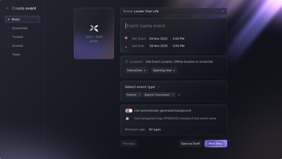 Create event interface