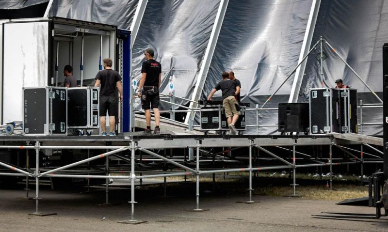 Photo of festival set-up for backstage essentials